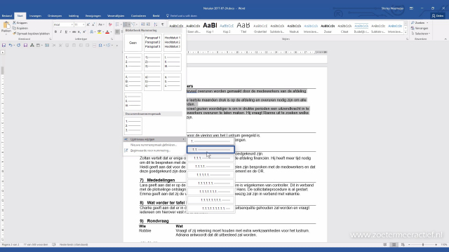 04 Word Genummerde lijst maken