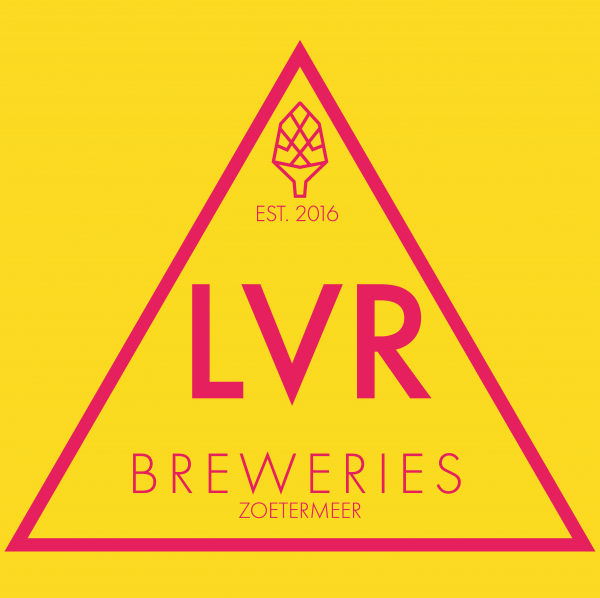 LVR Breweries Logo driehoek roze op geel 1000 x 1000px