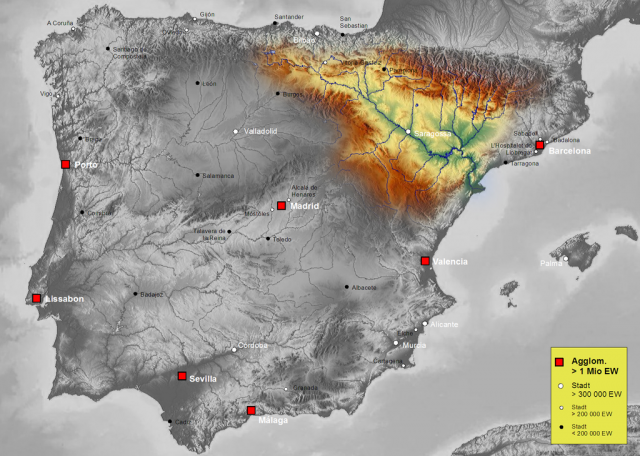 Straat in beeld Ebrostroom kaart Spanje