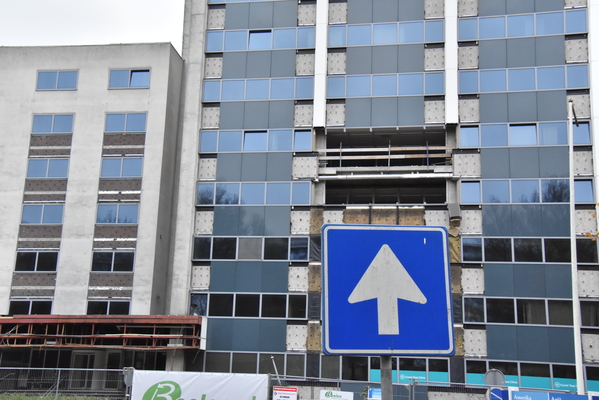 Boerhaavelaan renovatie met verkeersbord