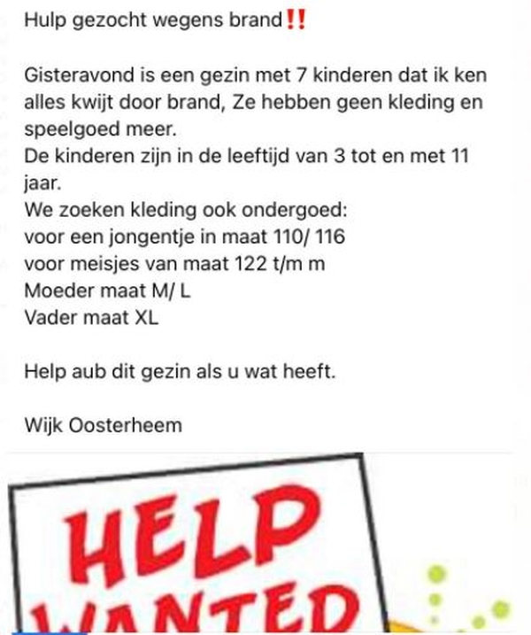 hulpoproep voor zeven kinderen