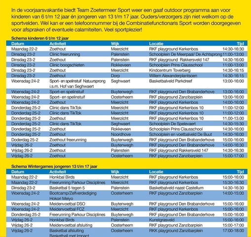 Sport voorjaarsvakantie 2021