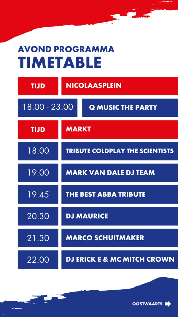 Timetable markt Nicolaasplein avond