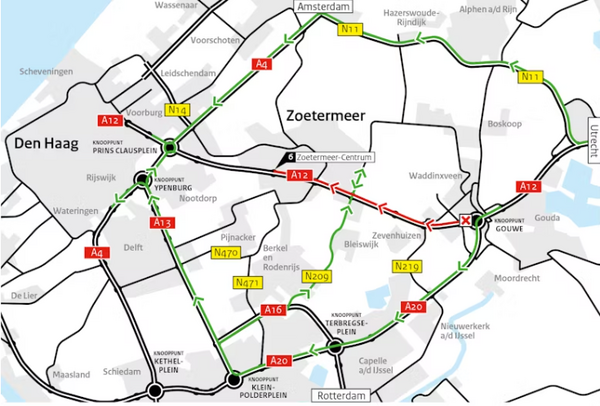 afsluiting A12 Rijkswaterstaat