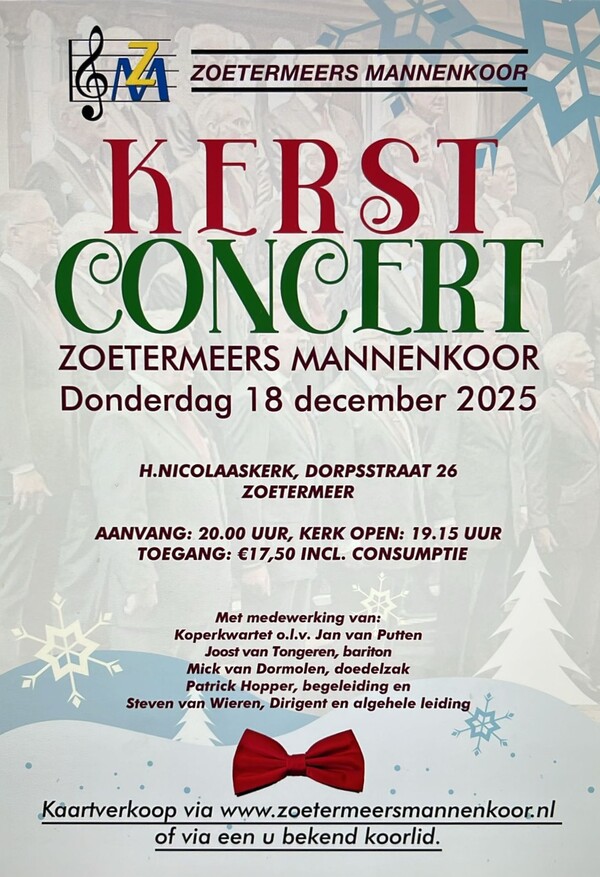 Poster kerstconcert Zoetermeers Mannenkoor