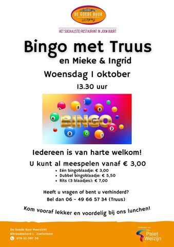 DGB Meerzicht Bingo met Truus woensdag 1 oktober 2025
