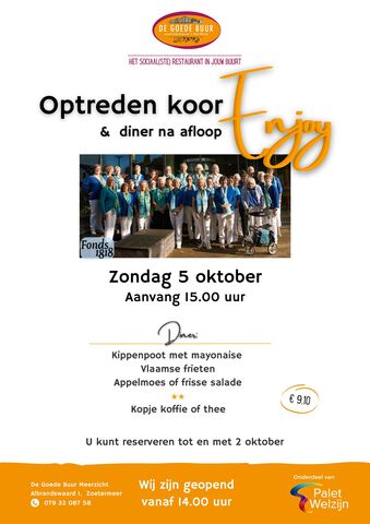 DGB Meerzicht Optreden Enjoy Diner zondag 5 oktober 2025