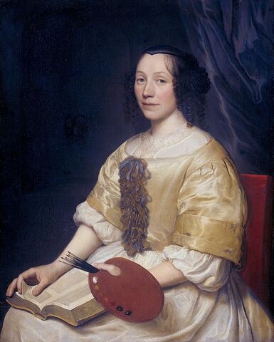 Portret van Maria van Oosterwijck, geschilderd door Wallerant Vaillant in 1671