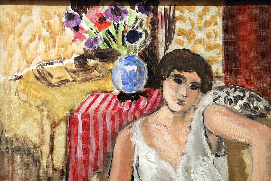 Henri matisse donna seduta in poltrona 1920 PMoA 02 vaso di fiori