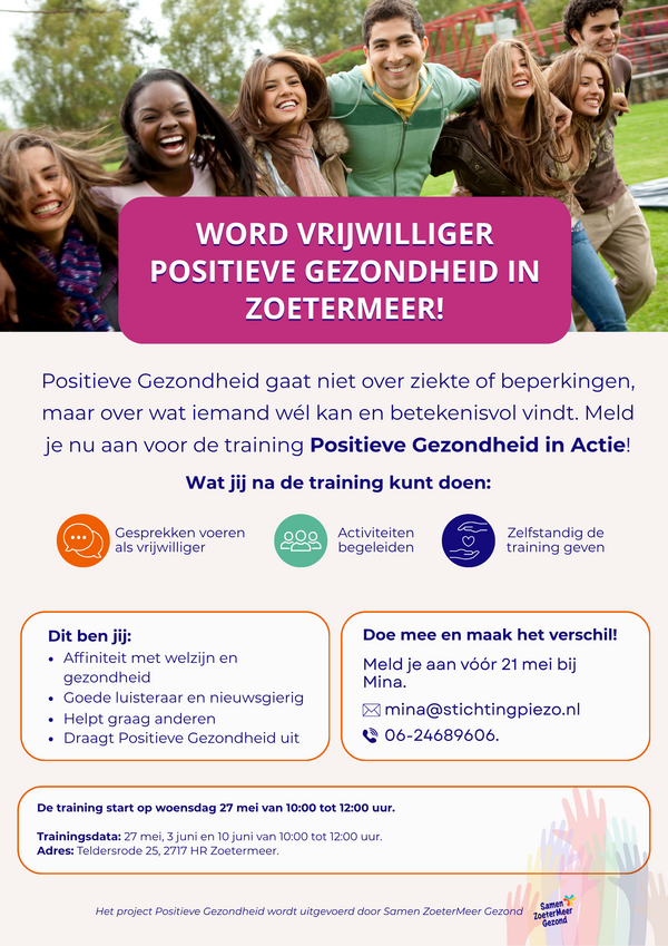 Word vrijwilliger Positieve Gezondheid in Zoetermeer 1