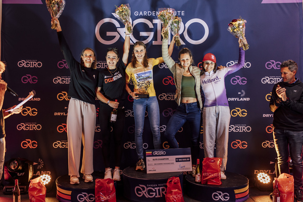 2026 Garden Route Giro, Women’s General Classification after Stage 6 (from left to right): Cherise Willeit, Lisa Bone, Mariëlle Trouwborst, Vera Looser, and Catherine Kruger. Photo by Shift Media Co.