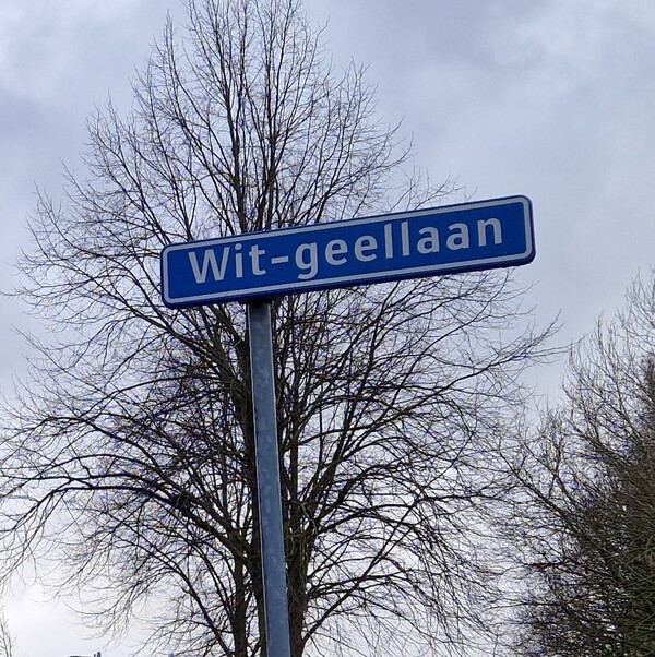Wit Geellaan straatnaambordje S. Weemeijer
