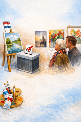Kunst kijken stemmen tegelijk