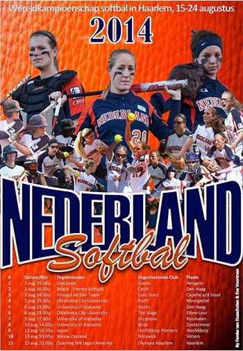 poster nederlands softbalteam wk oranje